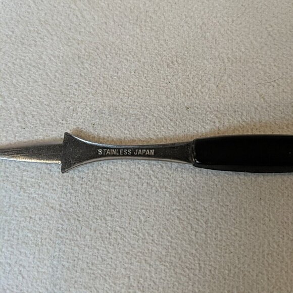 Vintage MCM Cocktail Appetizer Forks 11 Set Stainless Steel Japan Black Plastic - Picture 5 of 6